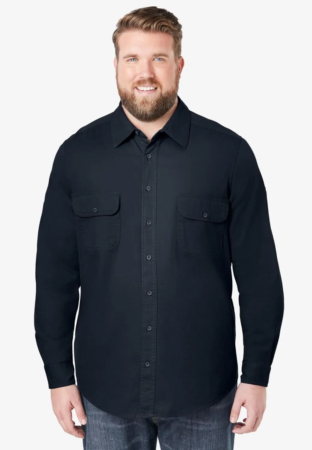 Boulder Creek by Kingsize Men's Big & Tall Long Sleeve Denim and Twill Shirt