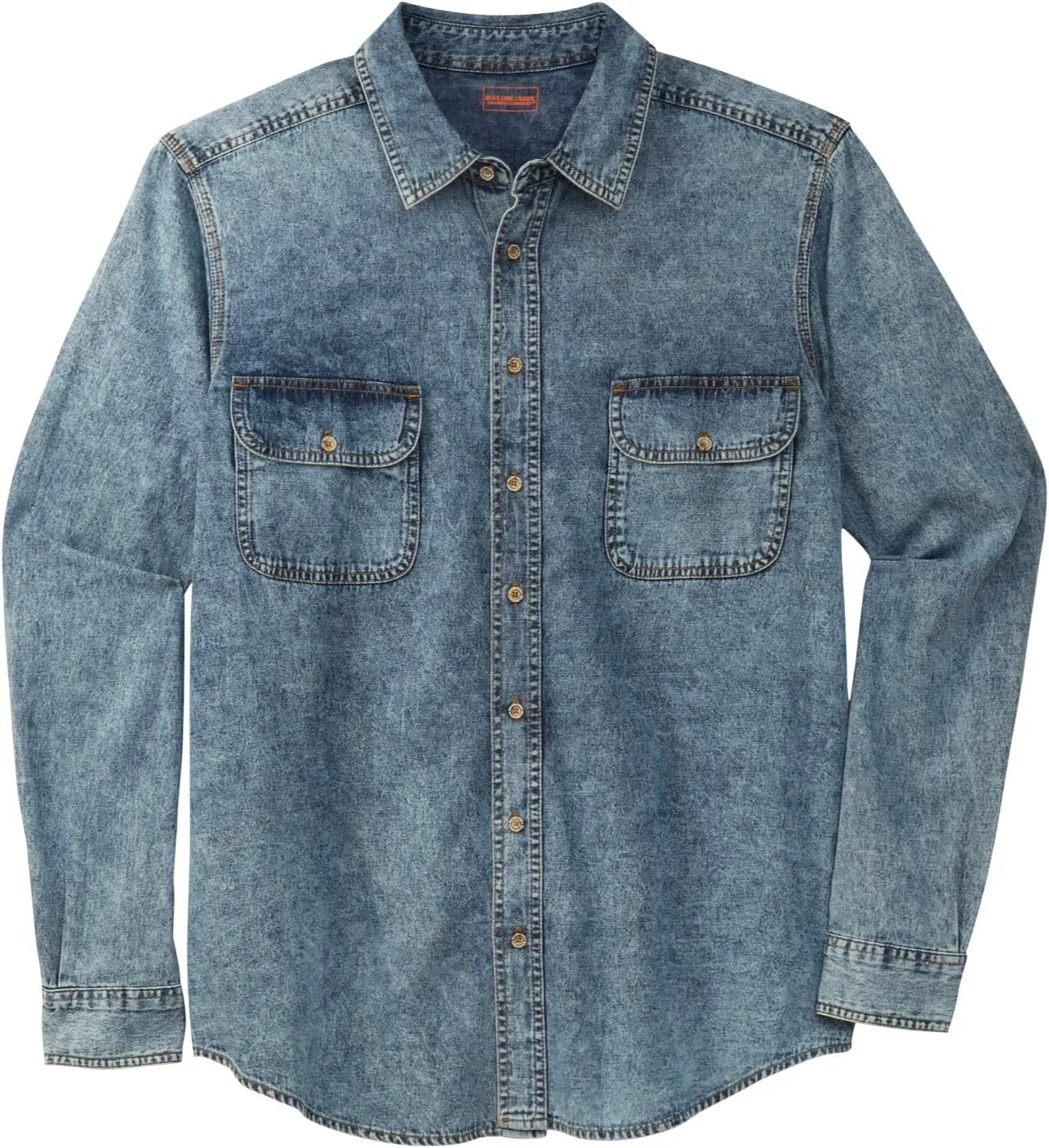 Boulder Creek by Kingsize Men's Big & Tall Long Sleeve Denim and Twill Shirt