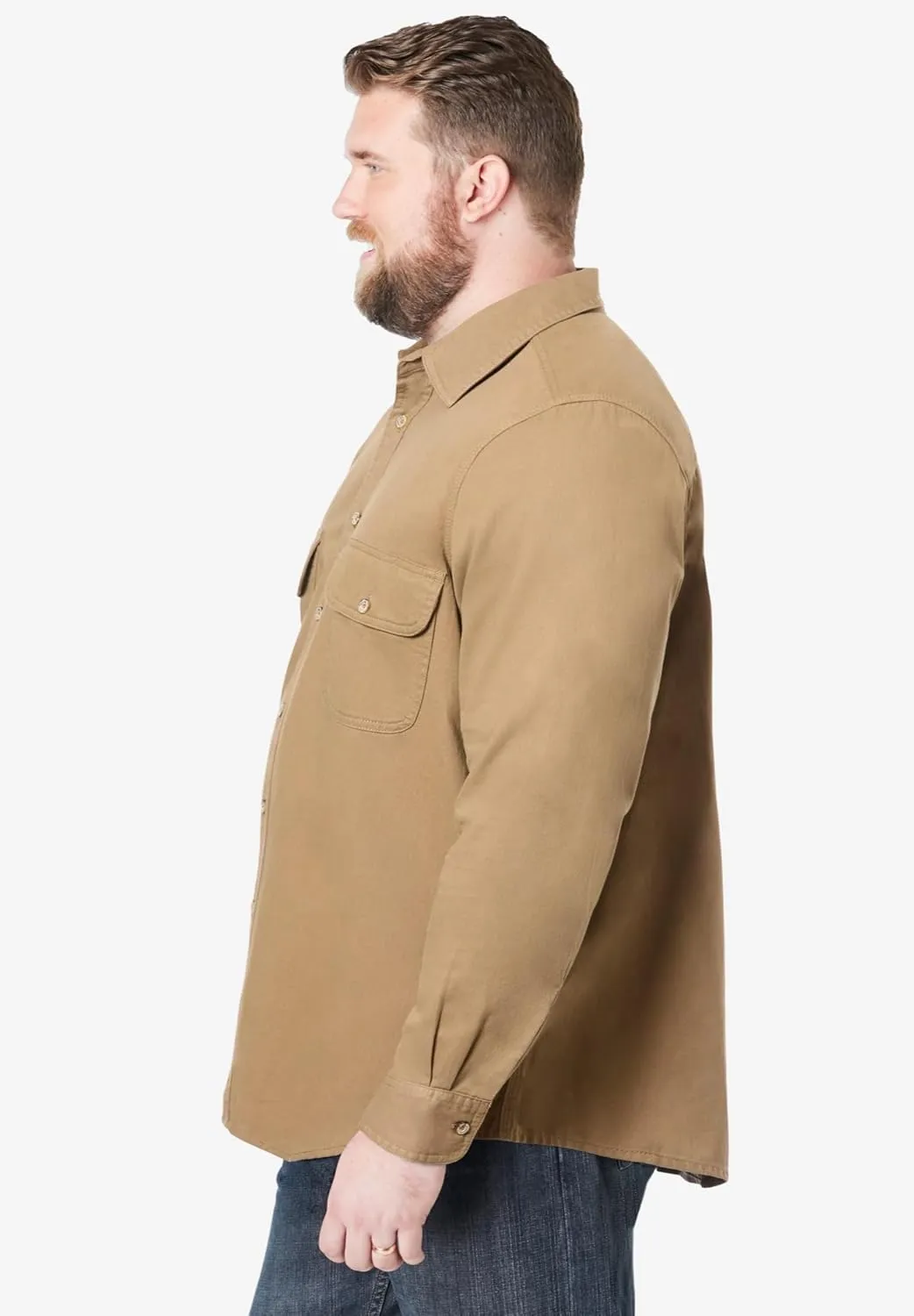 Boulder Creek by Kingsize Men's Big & Tall Long Sleeve Denim and Twill Shirt