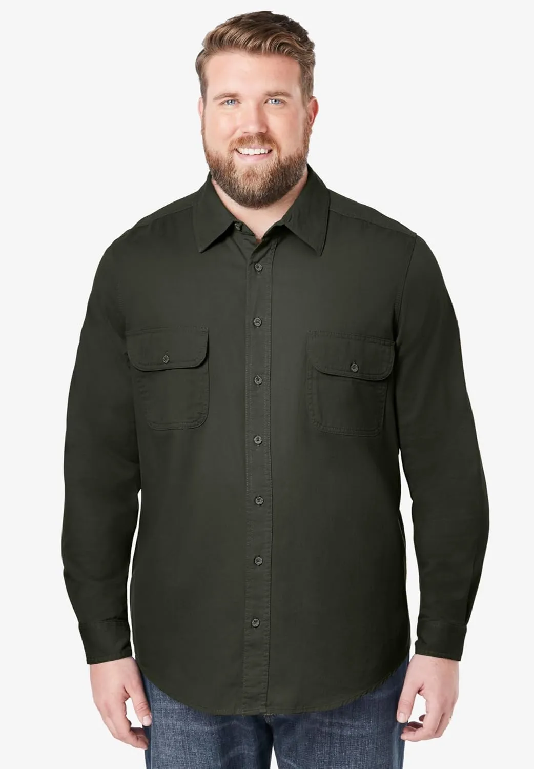 Boulder Creek by Kingsize Men's Big & Tall Long Sleeve Denim and Twill Shirt