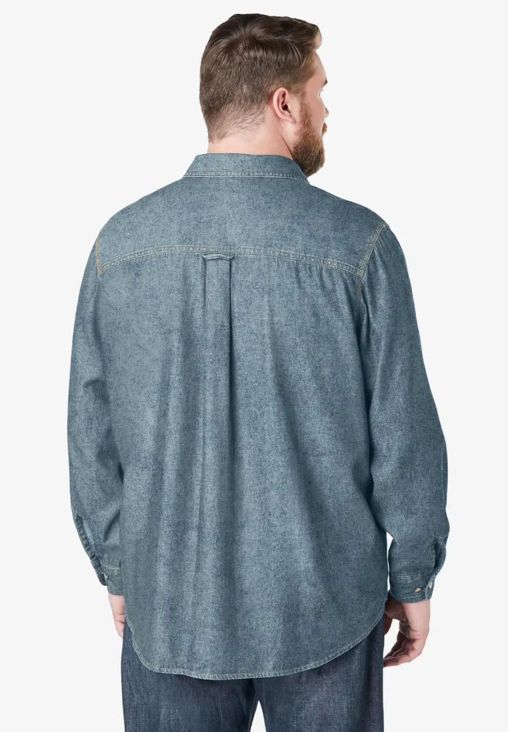 Boulder Creek by Kingsize Men's Big & Tall Long Sleeve Denim and Twill Shirt