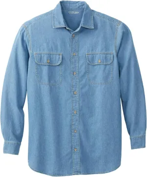 Boulder Creek by Kingsize Men's Big & Tall Long Sleeve Denim and Twill Shirt