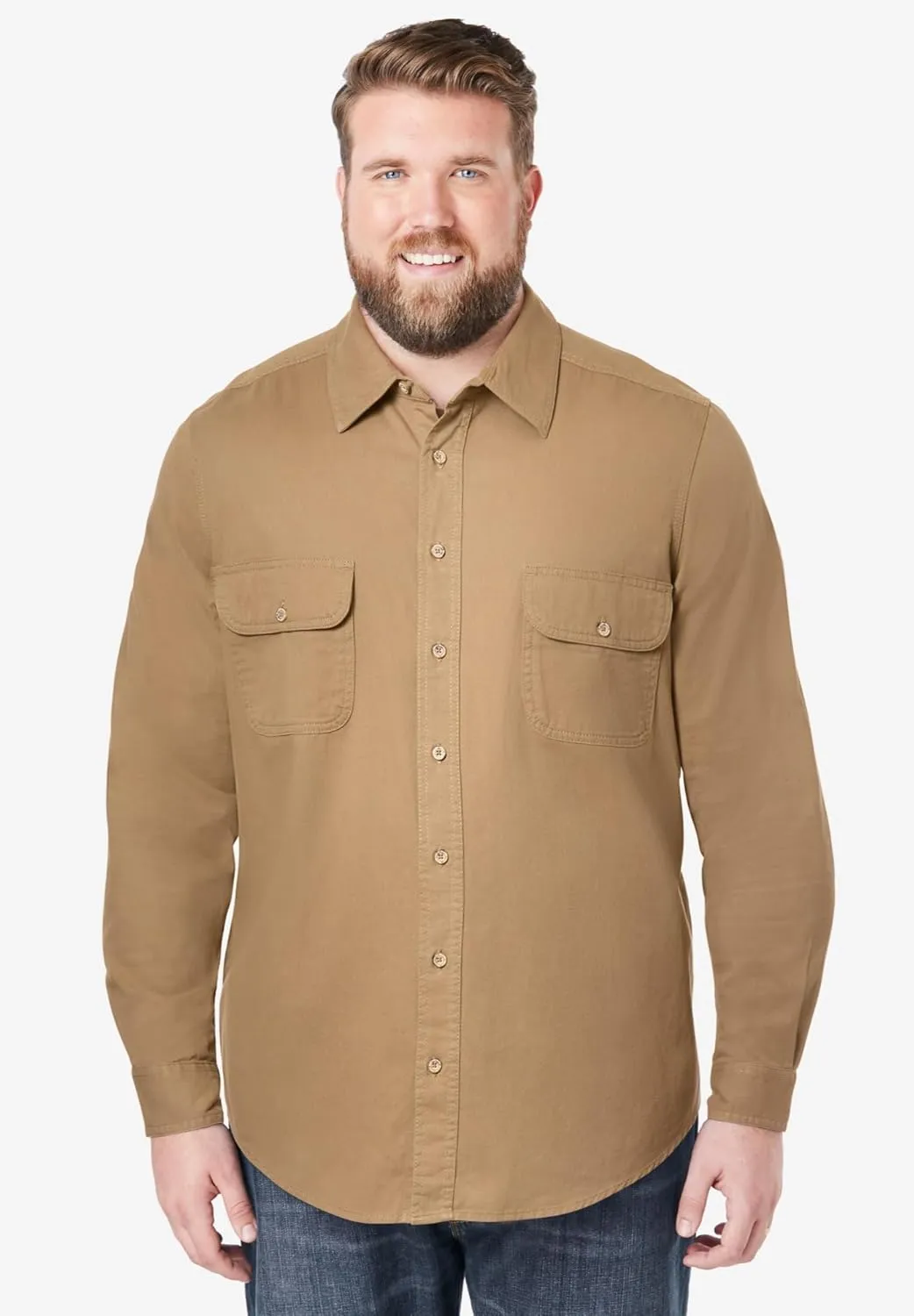 Boulder Creek by Kingsize Men's Big & Tall Long Sleeve Denim and Twill Shirt
