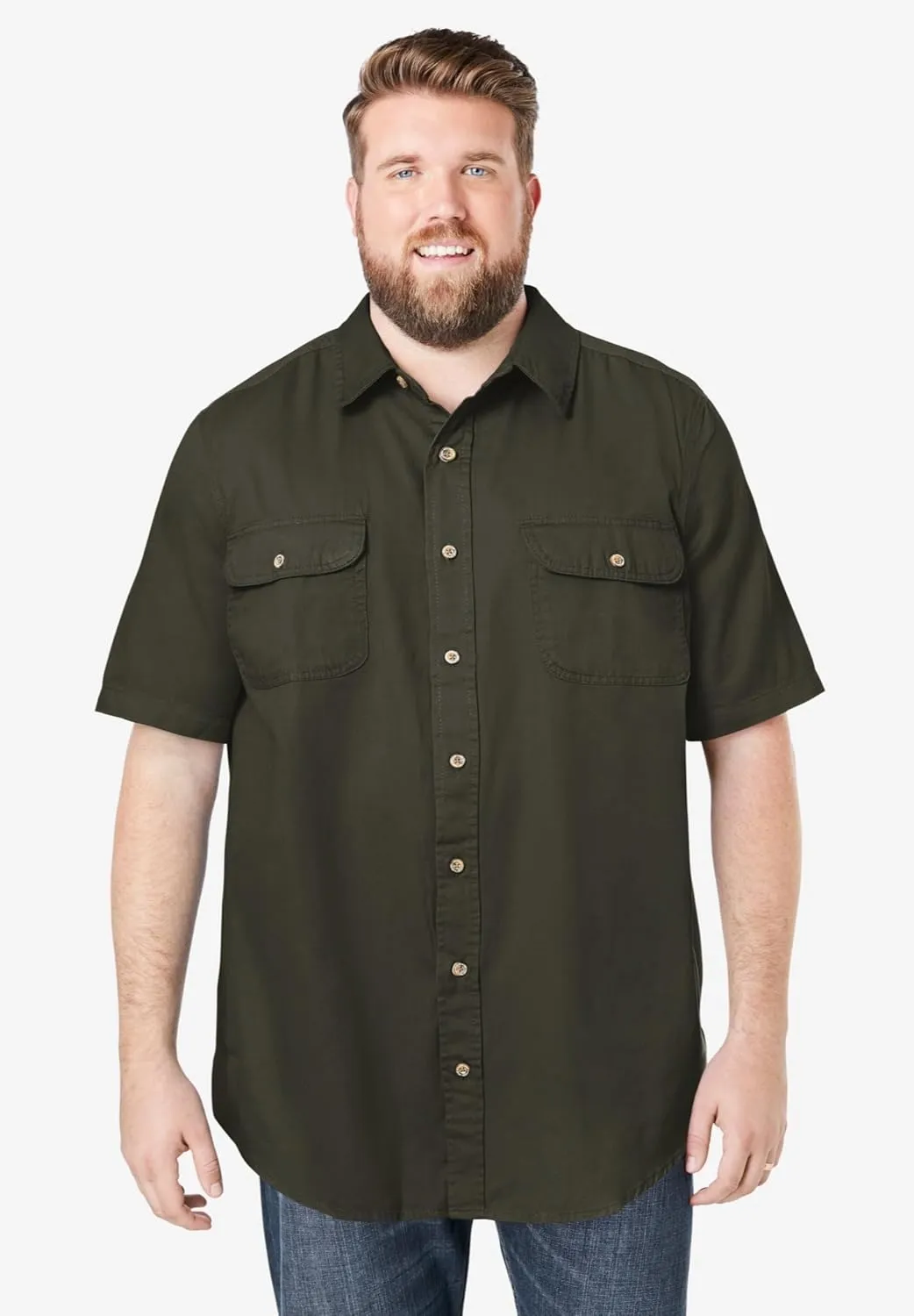 Boulder Creek by Kingsize Men's Big & Tall Short Sleeve Denim and Twill Shirt