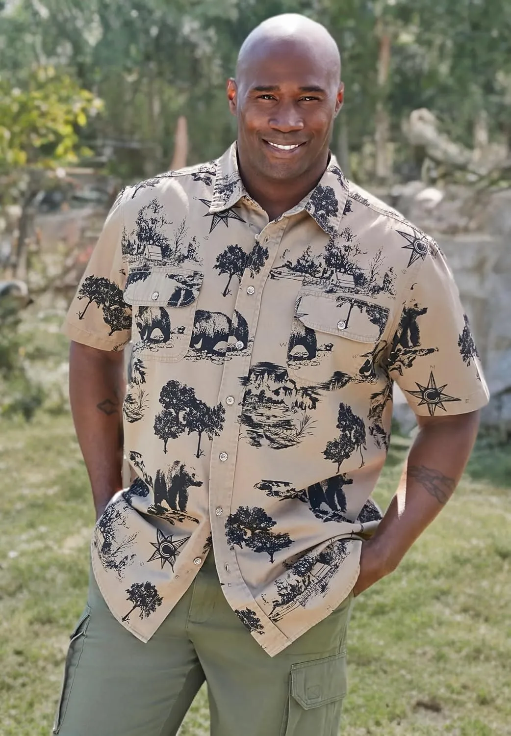 Boulder Creek by Kingsize Men's Big & Tall Short Sleeve Denim and Twill Shirt