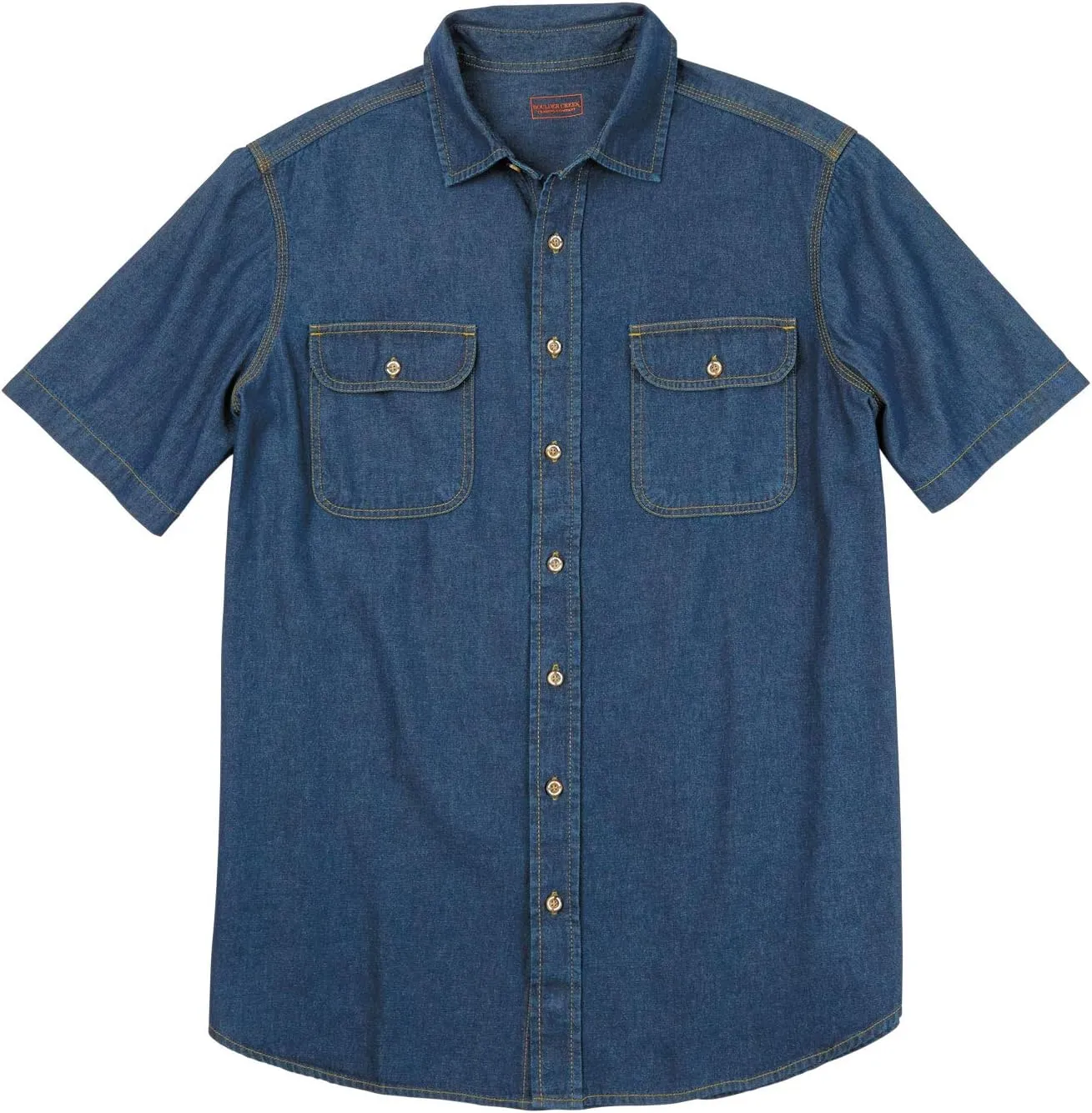 Boulder Creek by Kingsize Men's Big & Tall Short Sleeve Denim and Twill Shirt