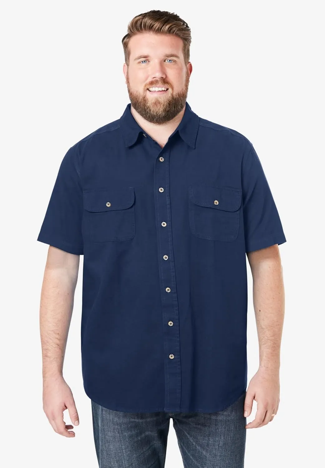 Boulder Creek by Kingsize Men's Big & Tall Short Sleeve Denim and Twill Shirt