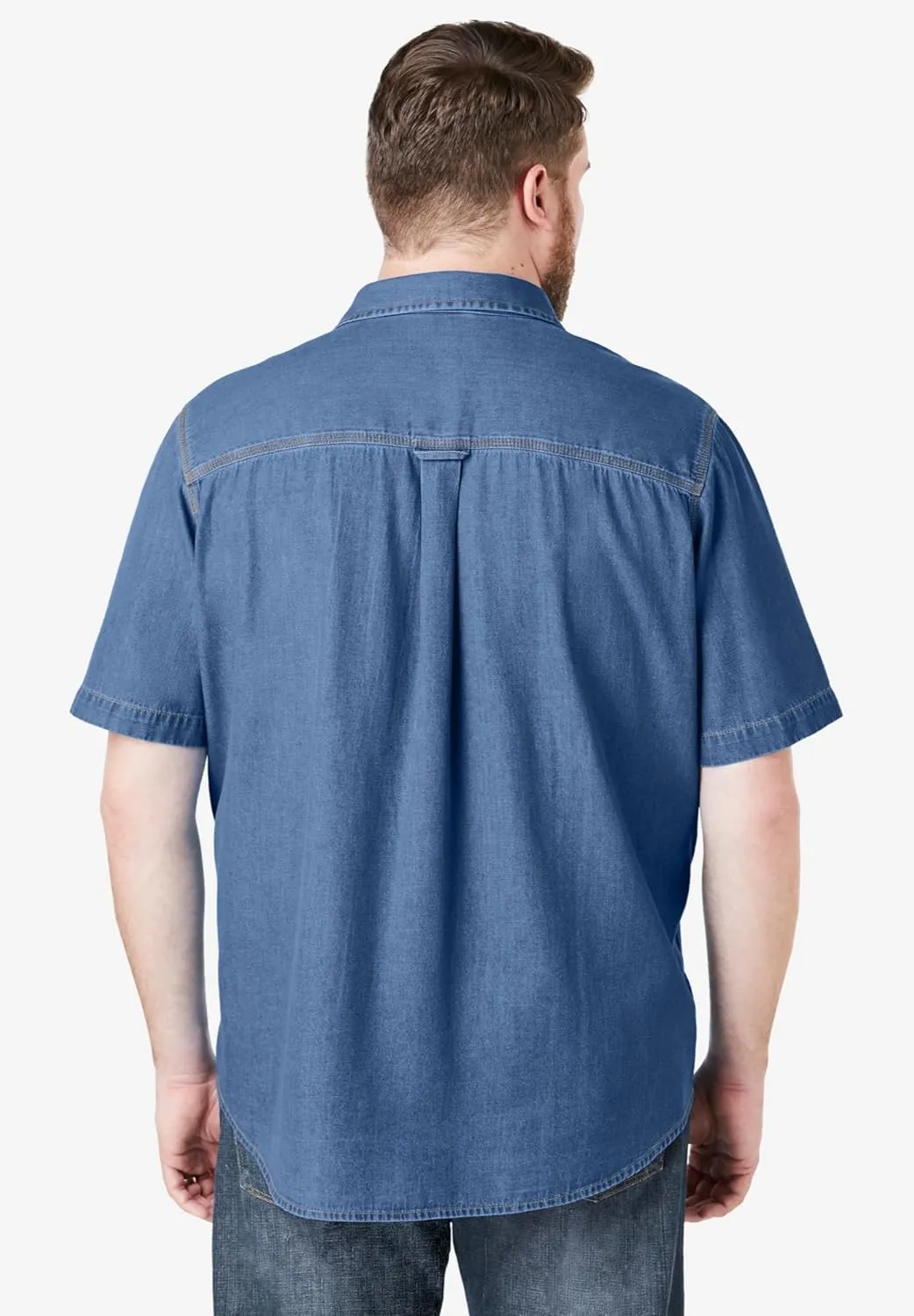 Boulder Creek by Kingsize Men's Big & Tall Short Sleeve Denim and Twill Shirt