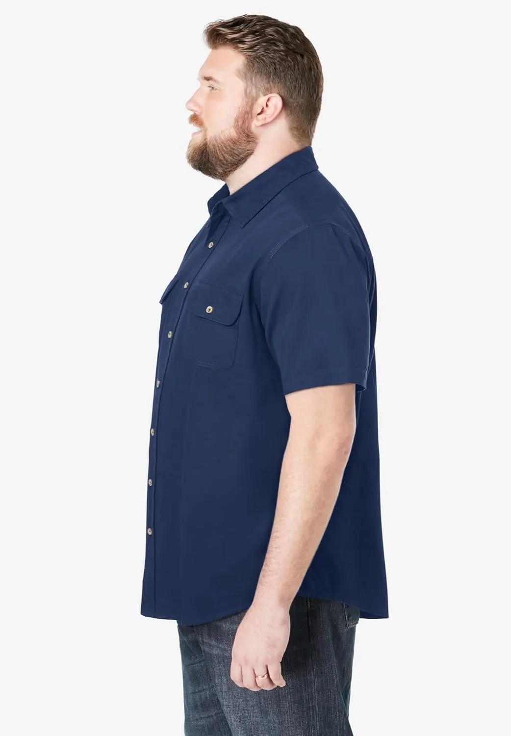 Boulder Creek by Kingsize Men's Big & Tall Short Sleeve Denim and Twill Shirt
