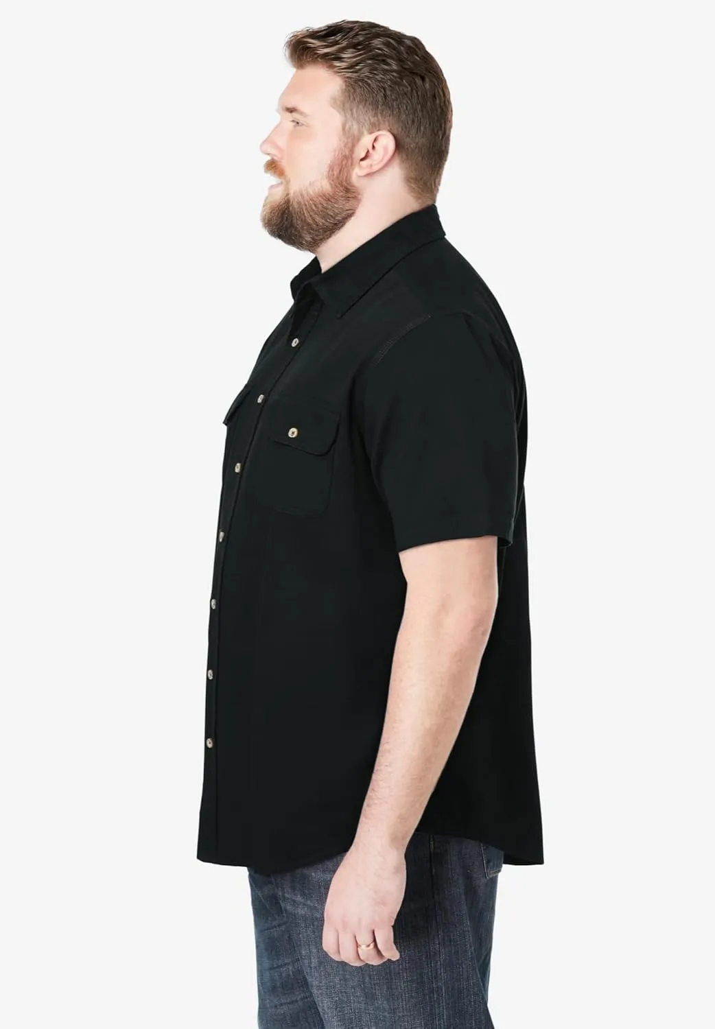 Boulder Creek by Kingsize Men's Big & Tall Short Sleeve Denim and Twill Shirt