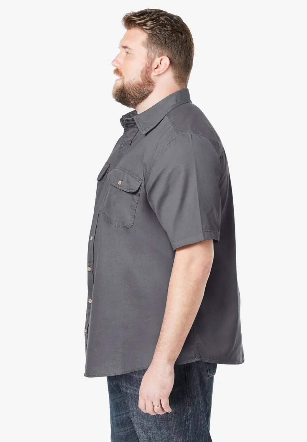 Boulder Creek by Kingsize Men's Big & Tall Short Sleeve Denim and Twill Shirt