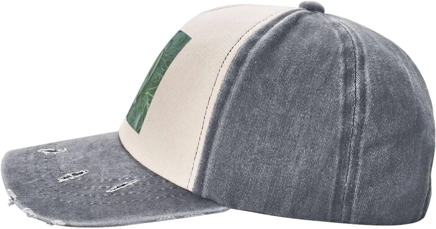 Bright Cabbage Print Golf Cap Washed Distressed Baseball Cap Adjustable Hat with Classic Suitable Hat