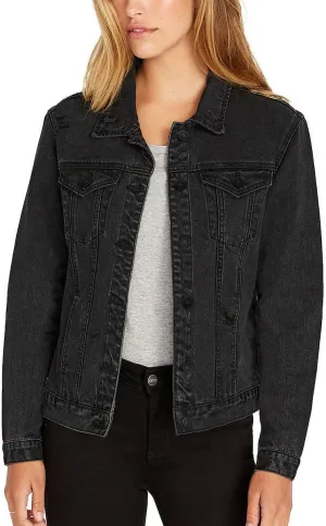 Buffalo David Bitton Womens Rigid Denim Jacket (Grey Moon Wash, X-Large)