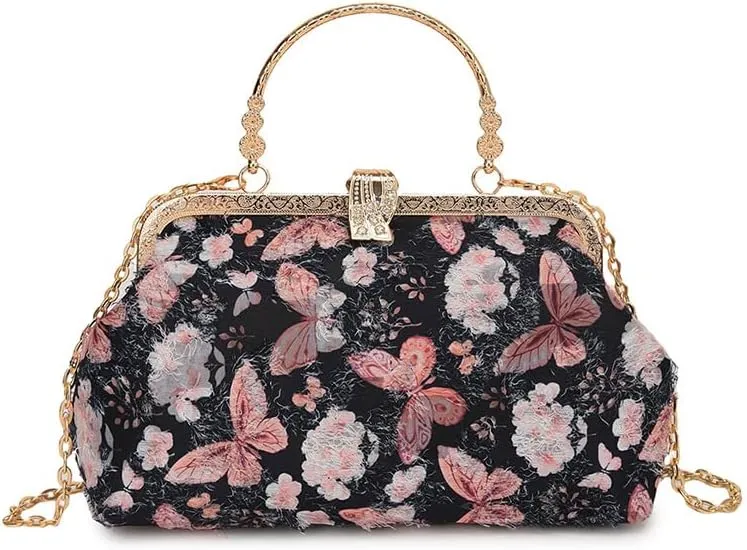 Butterfly Embroidered Cheongsam Chain Shoulder Bag Large Capacity Portable Crossbody Bag