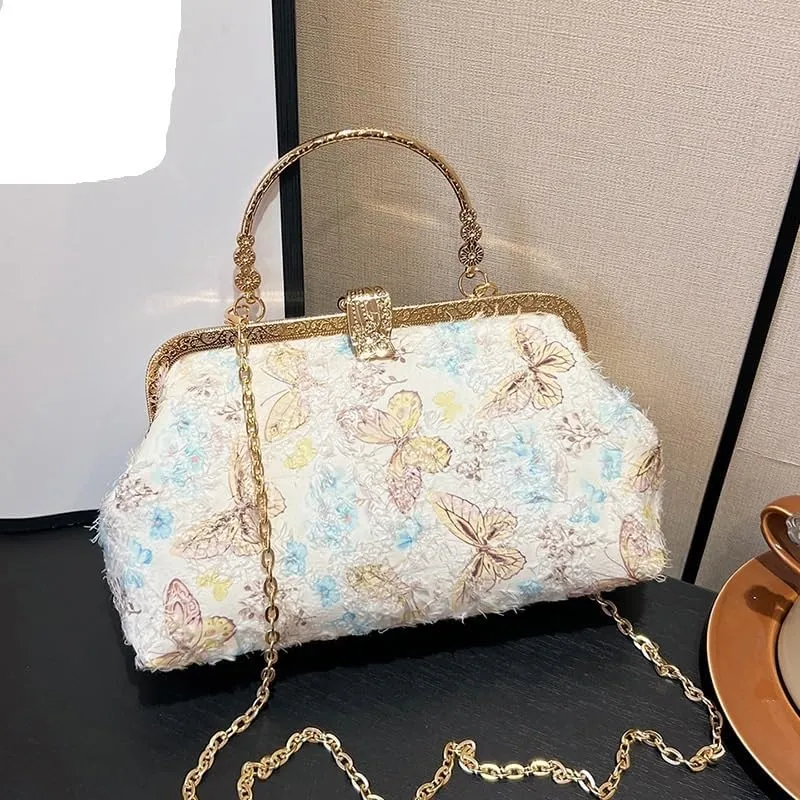 Butterfly Embroidered Cheongsam Chain Shoulder Bag Large Capacity Portable Crossbody Bag