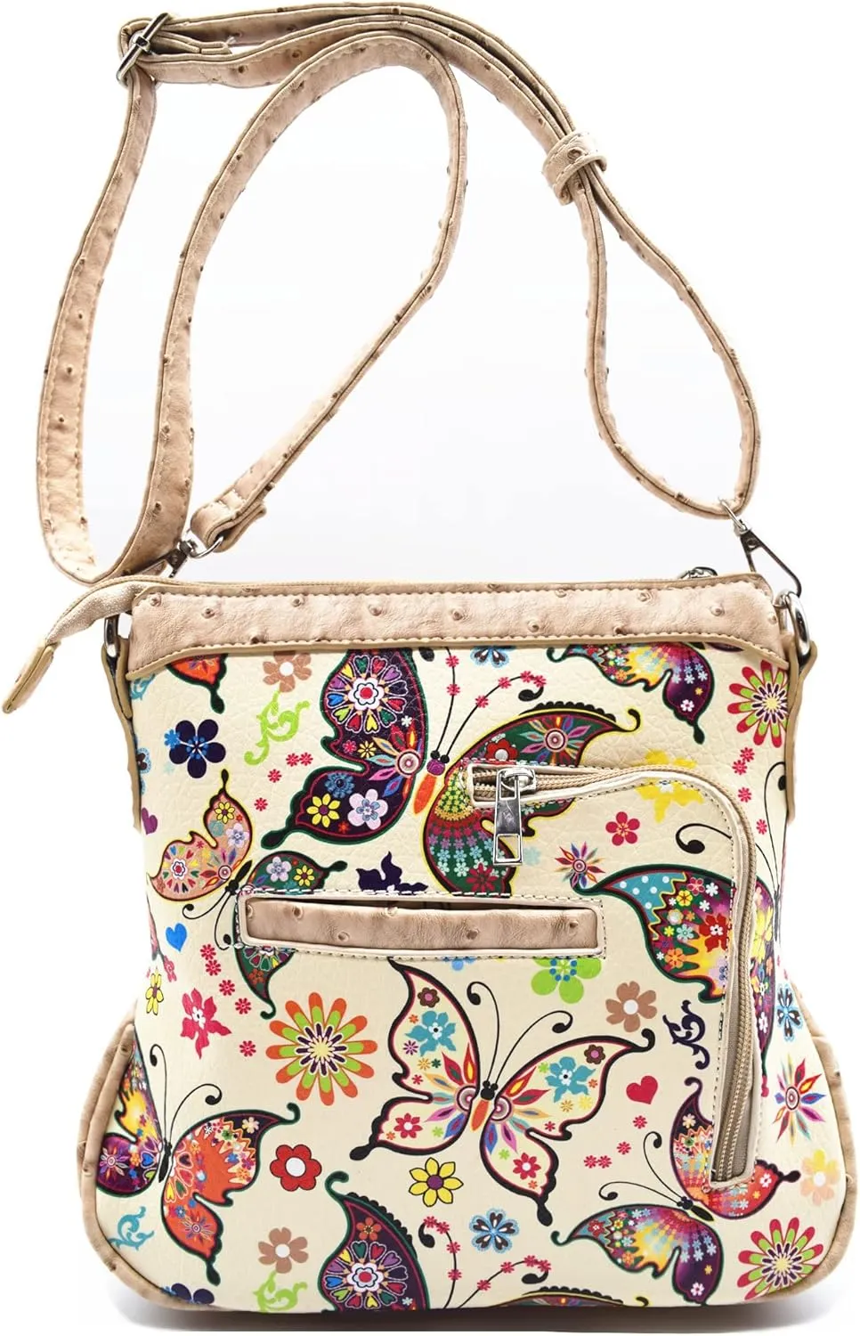 Butterfly Flower Springtime Purse Women Clutch Western CCW Rhinestone Crossbody Handbags With Mini Wallet