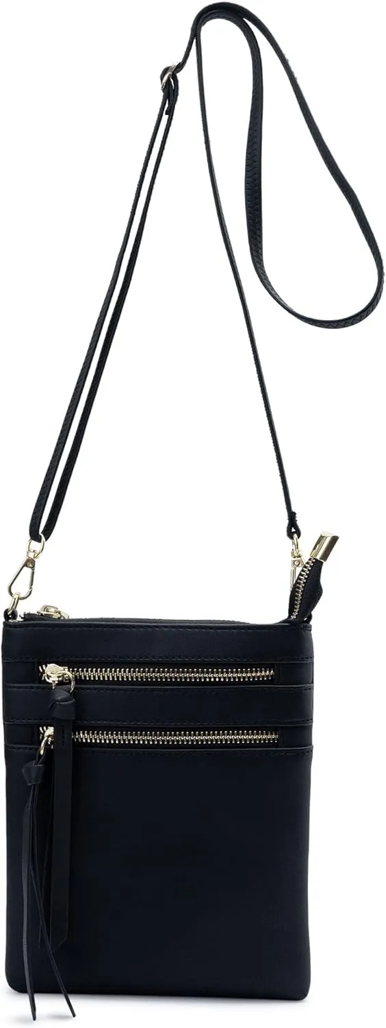 Bveyzi Women's Small Crossbody Purse Multi-Pocket Lightweight Crossover Travel Bag Over The Shoulder with Extra Long Strap