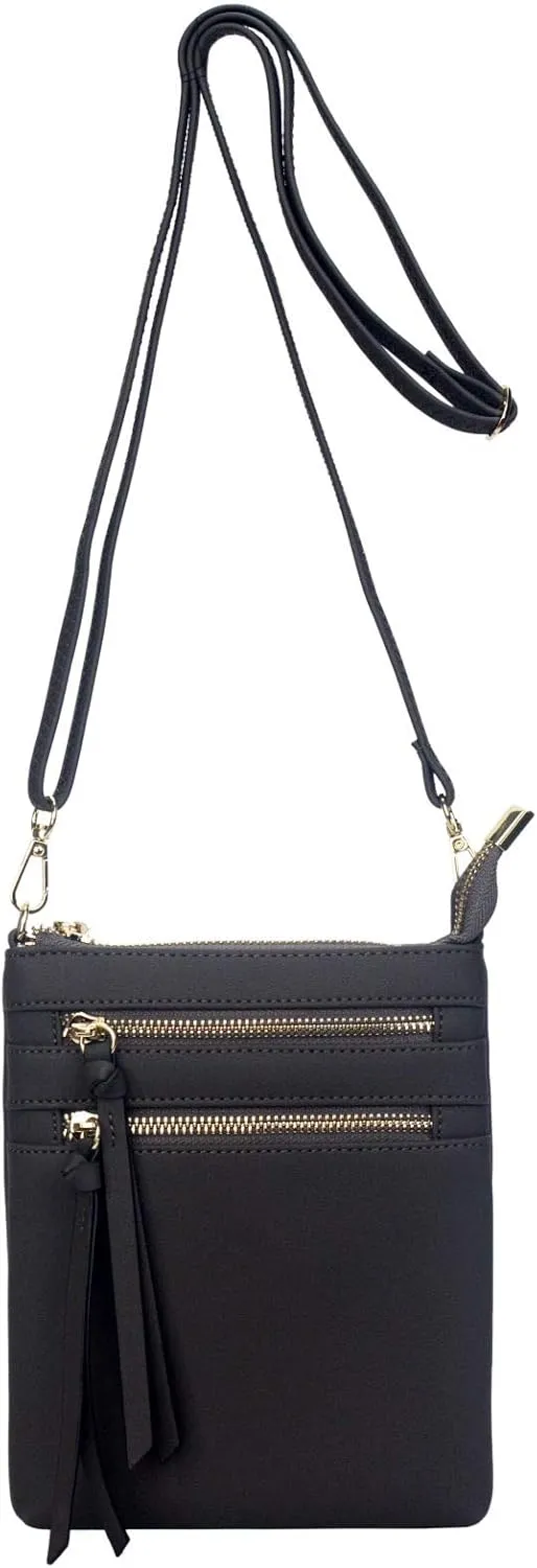Bveyzi Women's Small Crossbody Purse Multi-Pocket Lightweight Crossover Travel Bag Over The Shoulder with Extra Long Strap