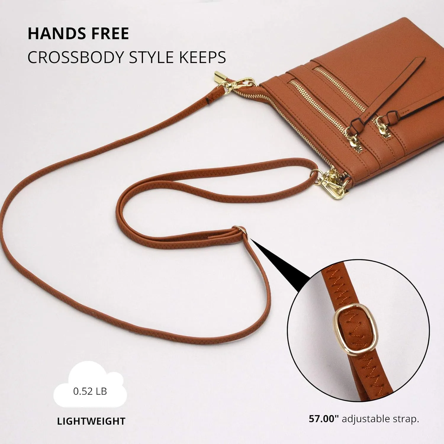 Bveyzi Women's Small Crossbody Purse Multi-Pocket Lightweight Crossover Travel Bag Over The Shoulder with Extra Long Strap