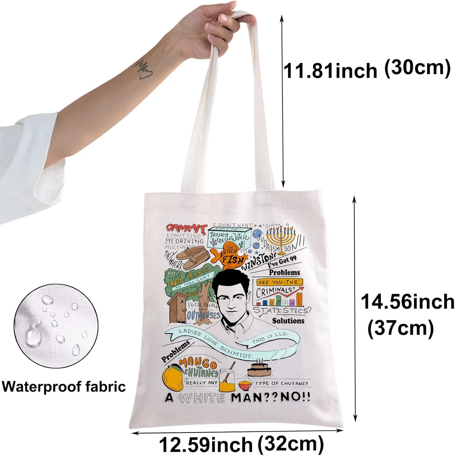BWWKTOP Canvas Tote Bag - Schmidt Fans TV Show Inspired Shoulder Bag