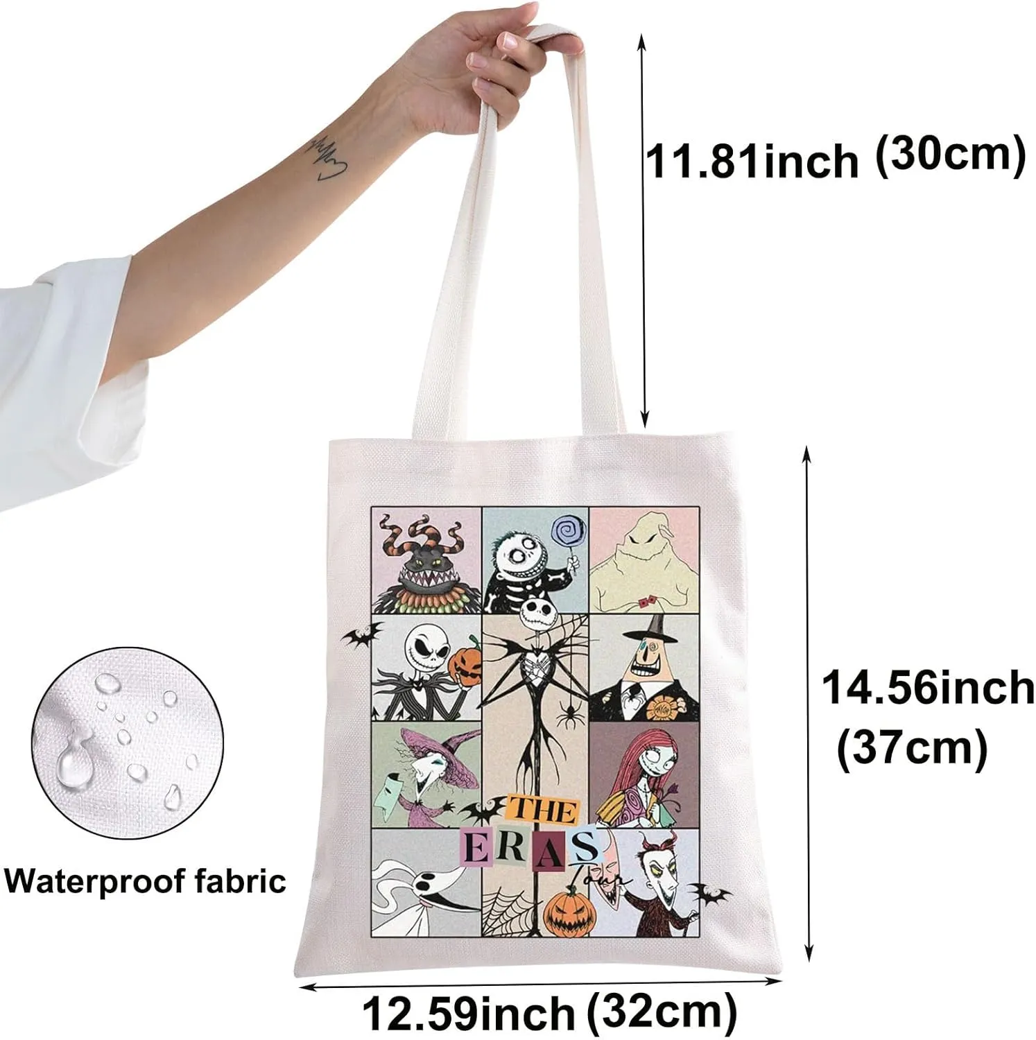 BWWKTOP Jack Tote Bag Sally Fans Gift Nightmare Tour Santa Shoulder Bag Oogie Gift Mayor & Lock & Zero Dog Merchandise