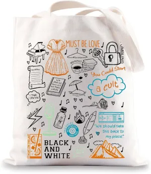 BWWKTOP Singer Lyrics Tote Bag Singer Album Gifts Song Lyrics Inspired Shoulder Bag Singer Merchandise (must be love)