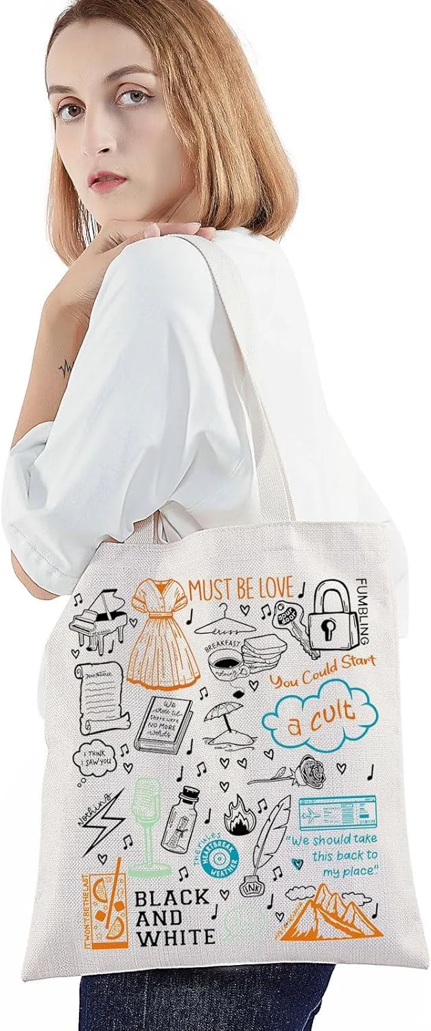 BWWKTOP Singer Lyrics Tote Bag Singer Album Gifts Song Lyrics Inspired Shoulder Bag Singer Merchandise (must be love)