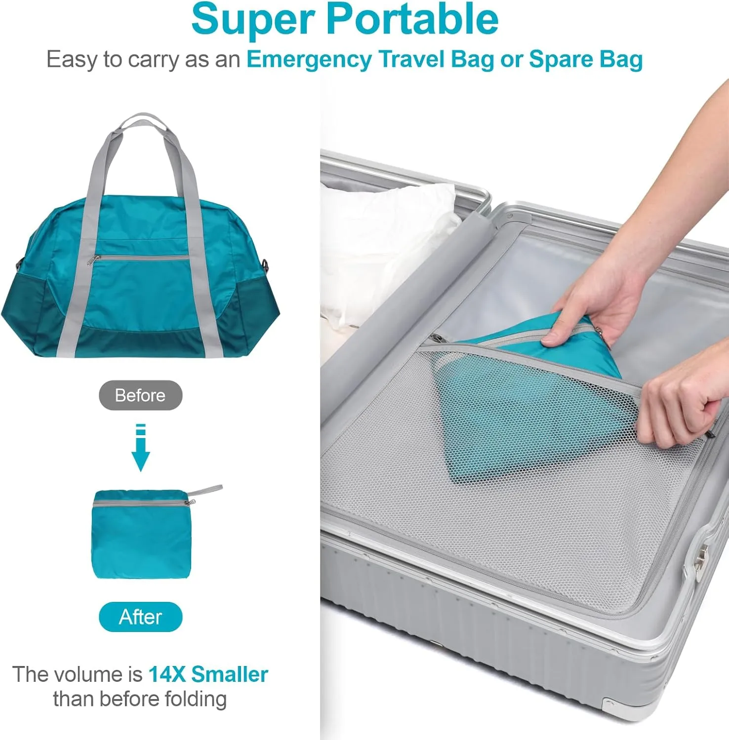Cambond Spirit Airlines Personal Item Bag 18x14x8 Inch - 30L Lightweight Carry on Personal Item Travel Bag for Short Trip with Shoulder Strap, Compact Underseat Foldable Travel Duffel Bag, Lake Blue