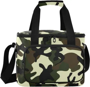Camoflage Beige Insulated Cooler Bag for Women Men Leakproof 24 Can Camping Cooling Bag for Beach Hiking Everyday Use