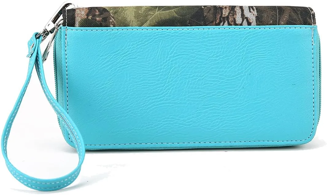 Camouflage Cross Wings Western Style Studded Handbag Tooled Leather Purse Country Women Shoulder Bag Pouch Wallet Set