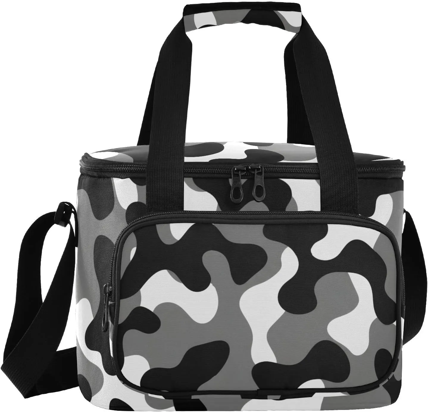 Camouflage Gray Insulated Cooler Bag for Women Men Leakproof 24 Can Camping Cooling Bag for Beach Work Road Trip