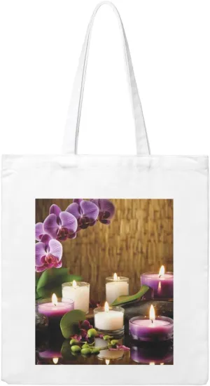 Candles And Orchids Large Canvas Tote Bag Cute Travel Shoulder Bag Reusable Washable Shopping Grocery Bags For Women Men