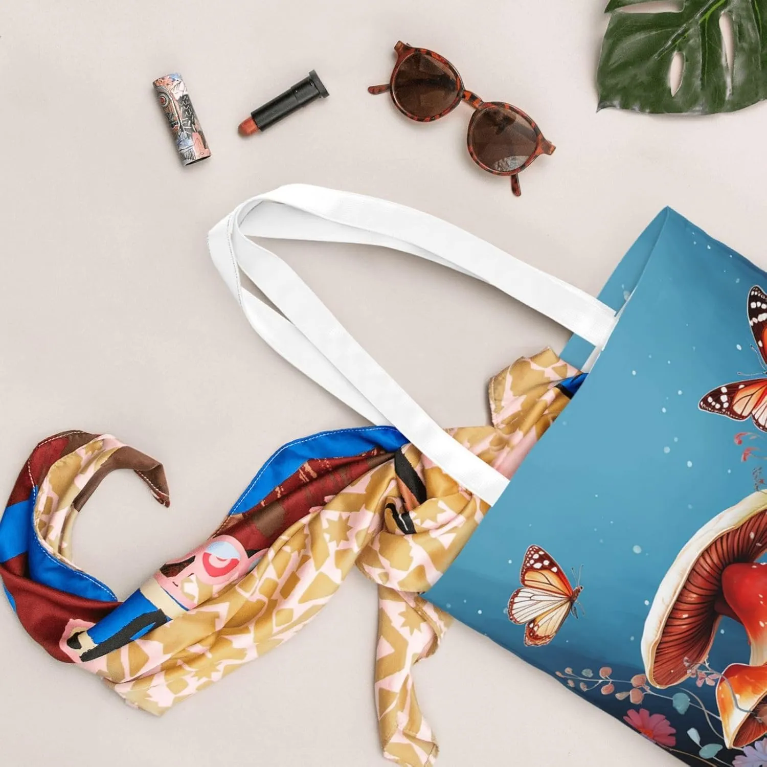 Canvas Tote Bag For Women Reusable Shopping Bag Casual Palm Trees And Sunset Shoulder Bag Handbag For Travel