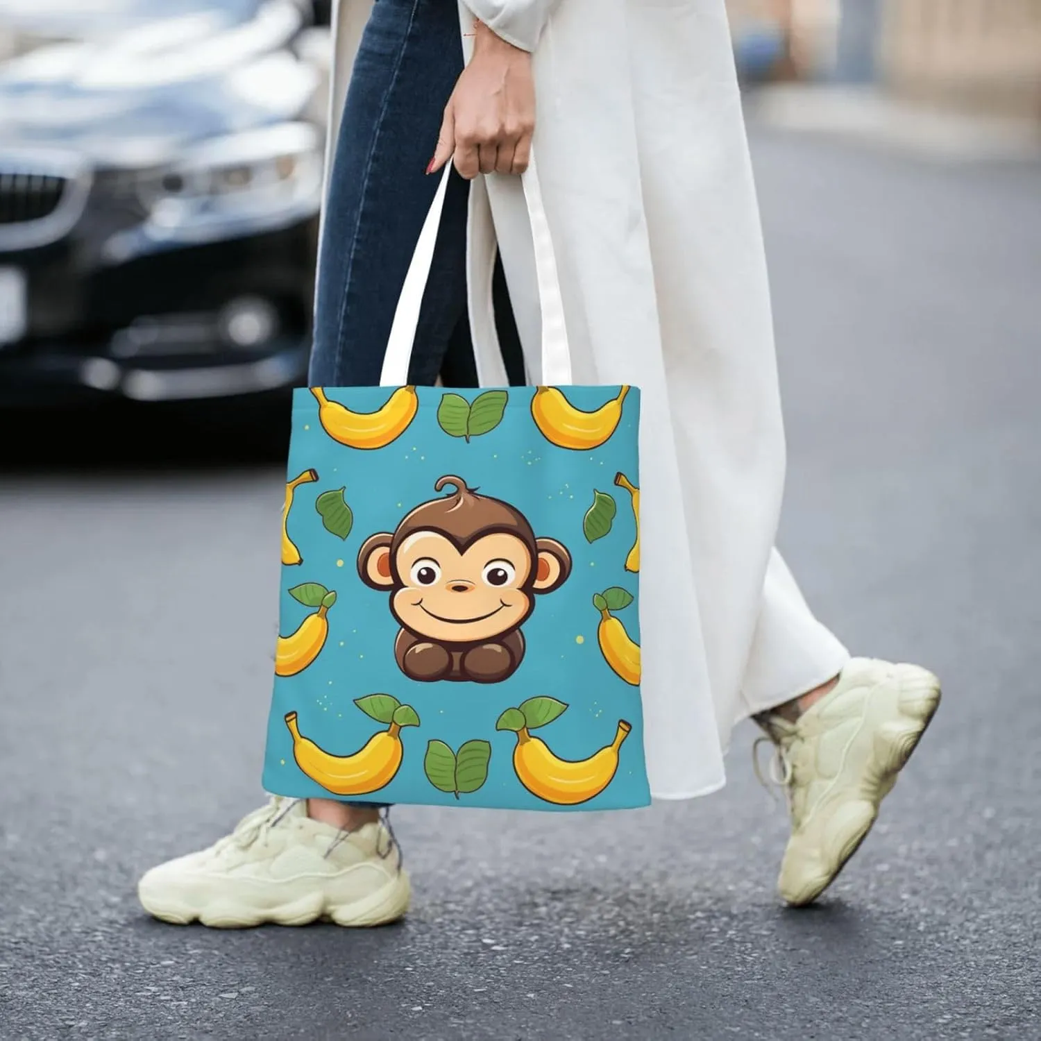 Canvas Tote Bag For Women Reusable Shopping Bag Casual Palm Trees And Sunset Shoulder Bag Handbag For Travel