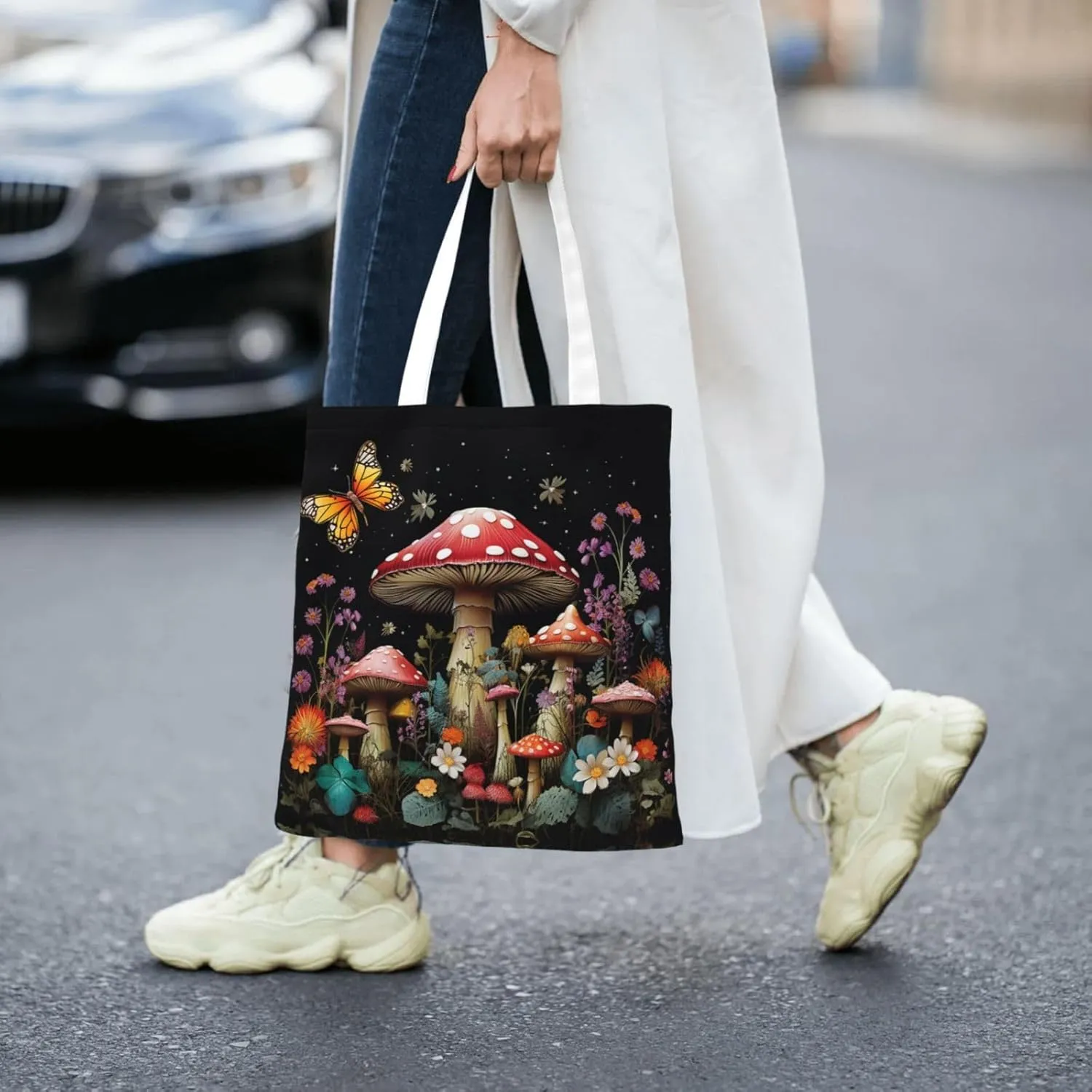 Canvas Tote Bag For Women Reusable Shopping Bag Casual Palm Trees And Sunset Shoulder Bag Handbag For Travel