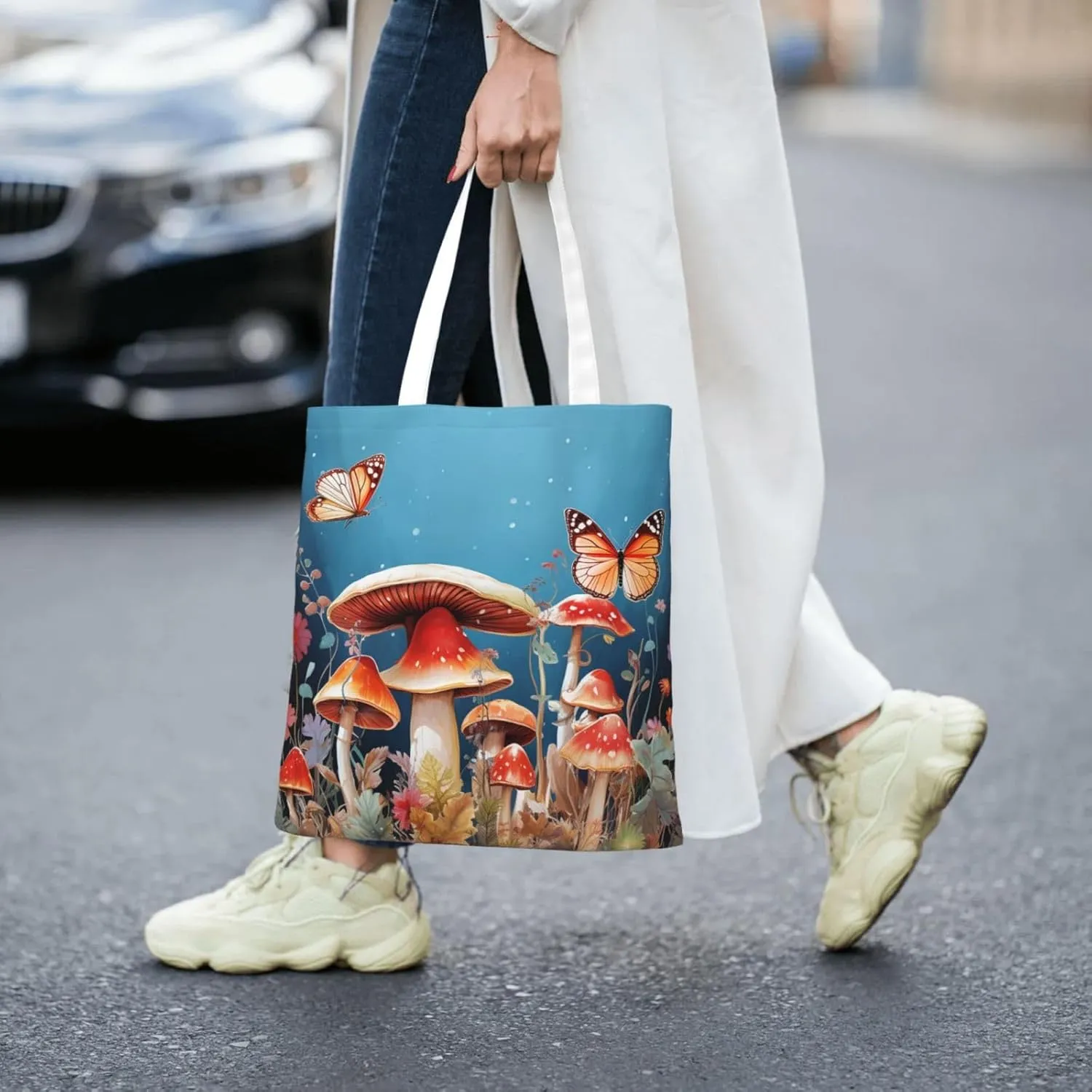 Canvas Tote Bag For Women Reusable Shopping Bag Casual Palm Trees And Sunset Shoulder Bag Handbag For Travel