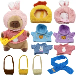 Capybara Plush with 11 Pcs Costume and Accessories,Capybara Plush Dress Up Toy,Adorable Capybara Gifts for Boys and Girls,Birthday Gift