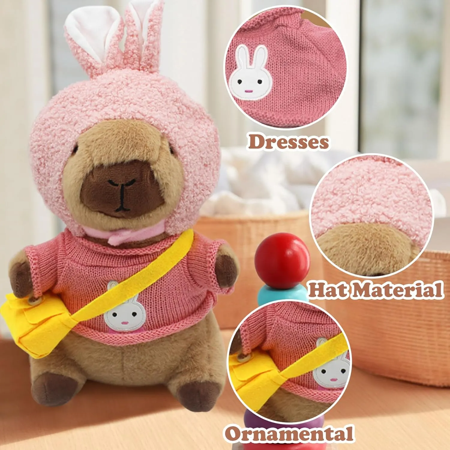 Capybara Plush with 11 Pcs Costume and Accessories,Capybara Plush Dress Up Toy,Adorable Capybara Gifts for Boys and Girls,Birthday Gift