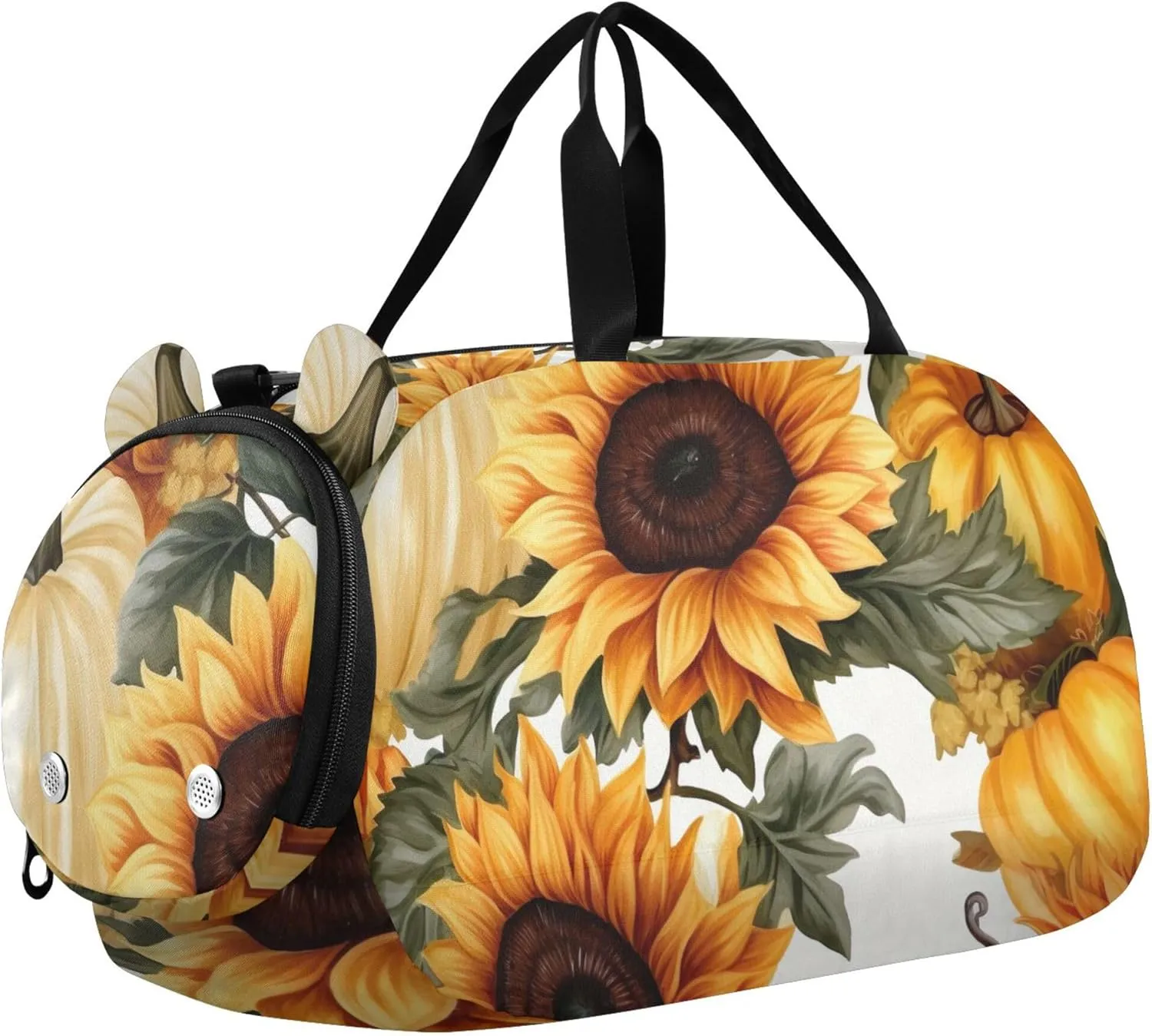 Carry on Duffel Bag Boy Pumpkins Sunflowers Orange Overnight Weekender Duffel Duffle Bags for Traveling Tote Dance Kids Luggage