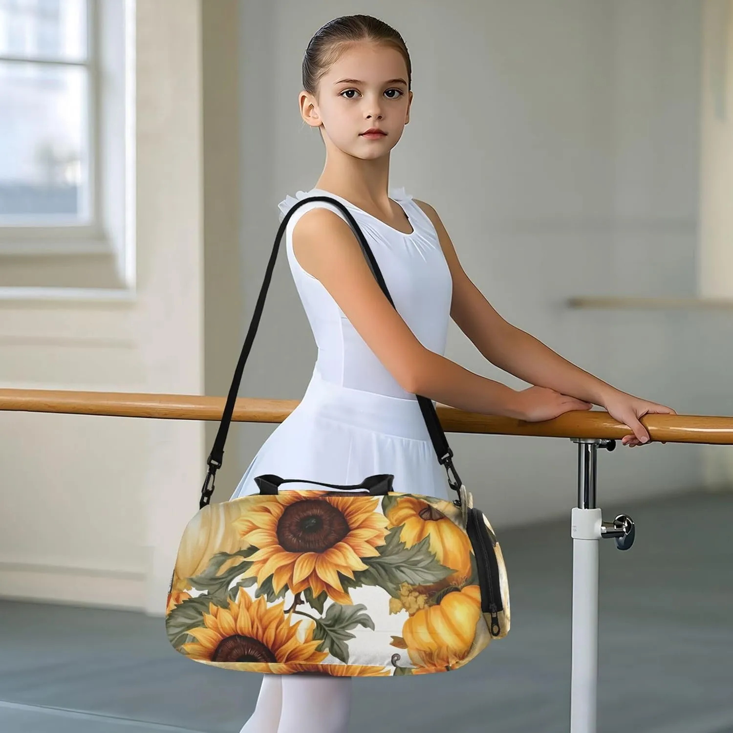 Carry on Duffel Bag Boy Pumpkins Sunflowers Orange Overnight Weekender Duffel Duffle Bags for Traveling Tote Dance Kids Luggage