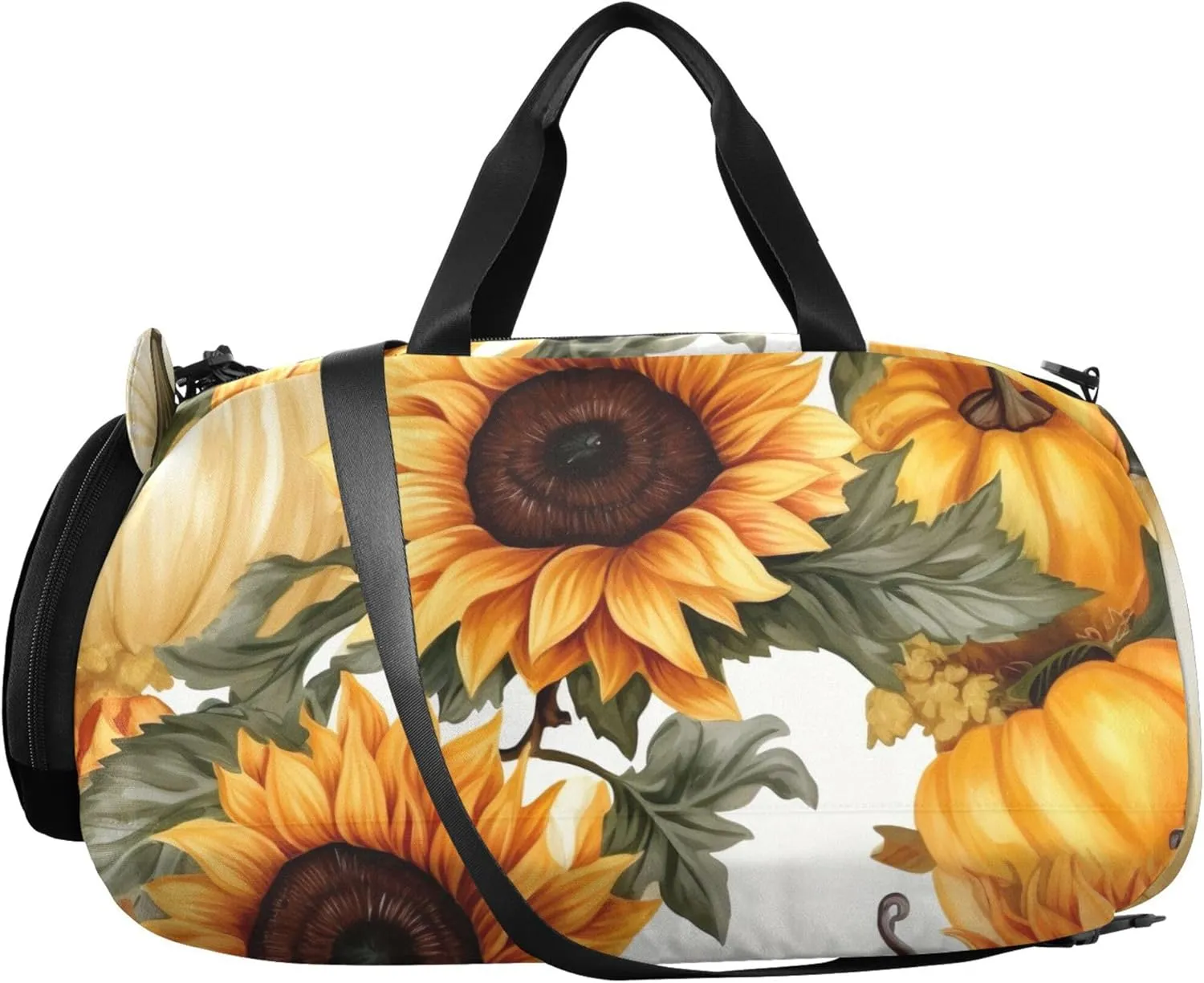 Carry on Duffel Bag Boy Pumpkins Sunflowers Orange Overnight Weekender Duffel Duffle Bags for Traveling Tote Dance Kids Luggage
