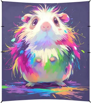 Cartoon Cute Hamster Art Painting Beach Cabana UPF50  Protection Waterproof Shade Sun Shelter with Sand Pockets for Backyard and Camping