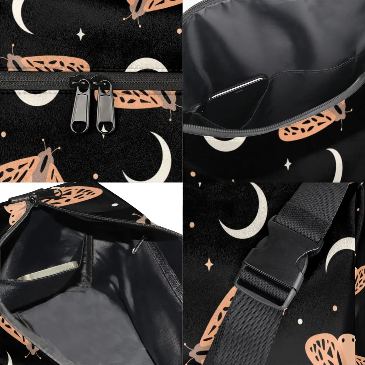 Cartoon Moth Small Gym Bag for Men Women Workout Sport Duffle Bag Waterproof Weekender Overnight Bag Lightweight Carry on Tote Bag Crossbody Shoulder Travel Bag for Swim Yoge Dance