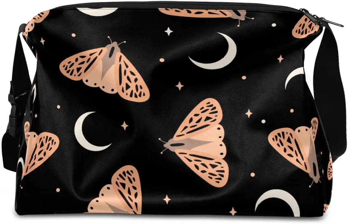 Cartoon Moth Small Gym Bag for Men Women Workout Sport Duffle Bag Waterproof Weekender Overnight Bag Lightweight Carry on Tote Bag Crossbody Shoulder Travel Bag for Swim Yoge Dance