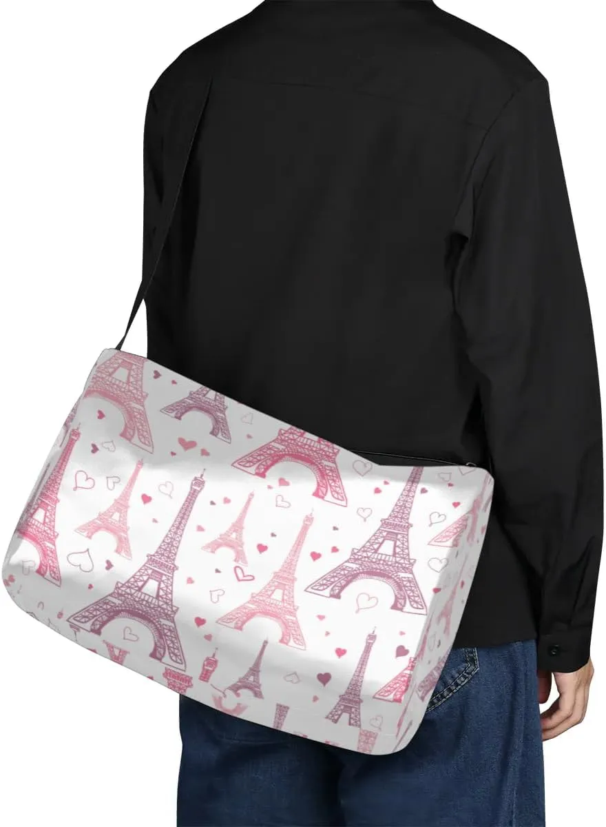 Cartoon Pink Tower Small Gym Bag for Men Women Workout Sport Duffle Bag Waterproof Weekender Overnight Bag Lightweight Carry on Tote Bag Crossbody Shoulder Travel Bag for Swim Yoge Dance