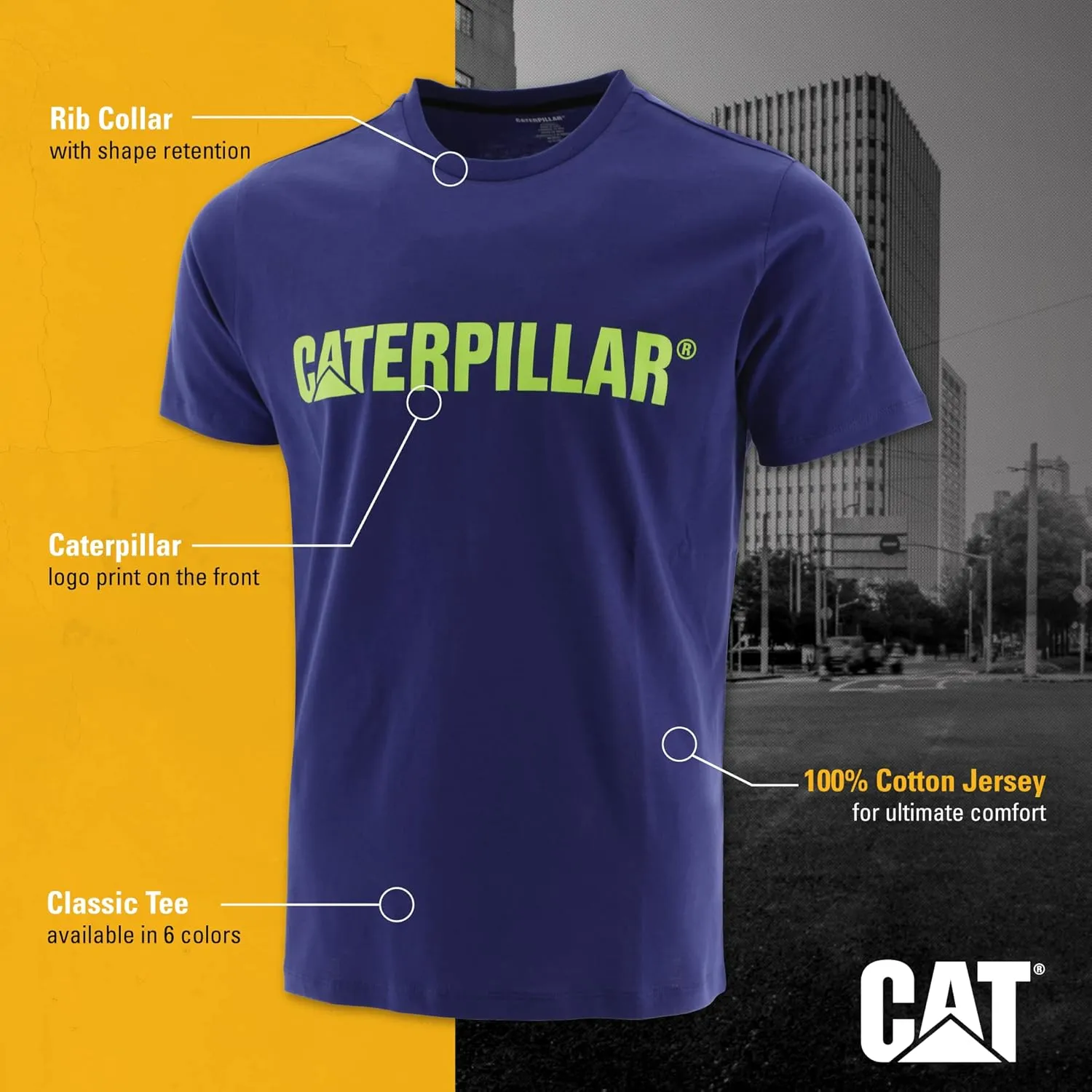 Caterpillar Men’s Short-Sleeve Logo Crew Neck T-Shirt, Slim Fit