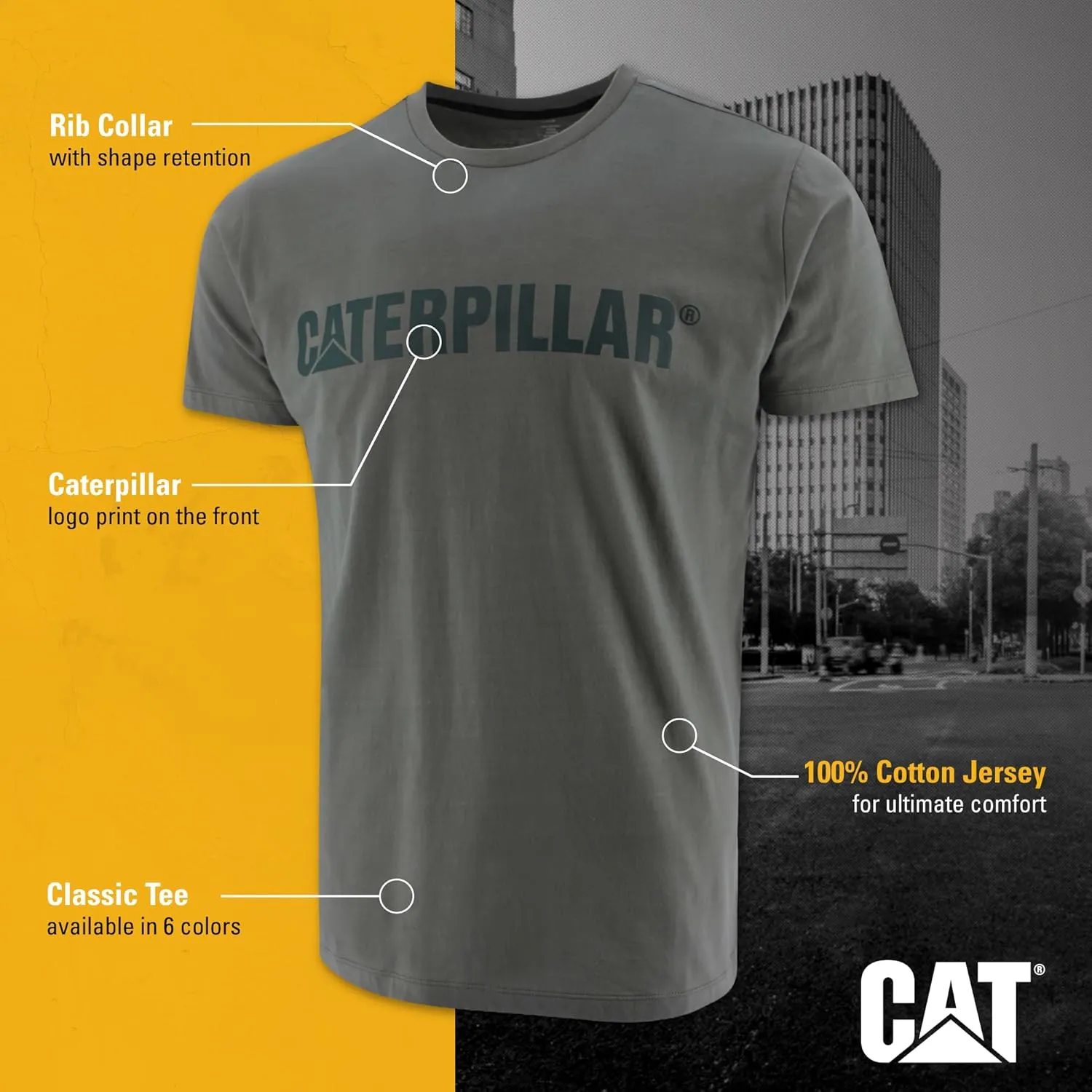 Caterpillar Men’s Short-Sleeve Logo Crew Neck T-Shirt, Slim Fit