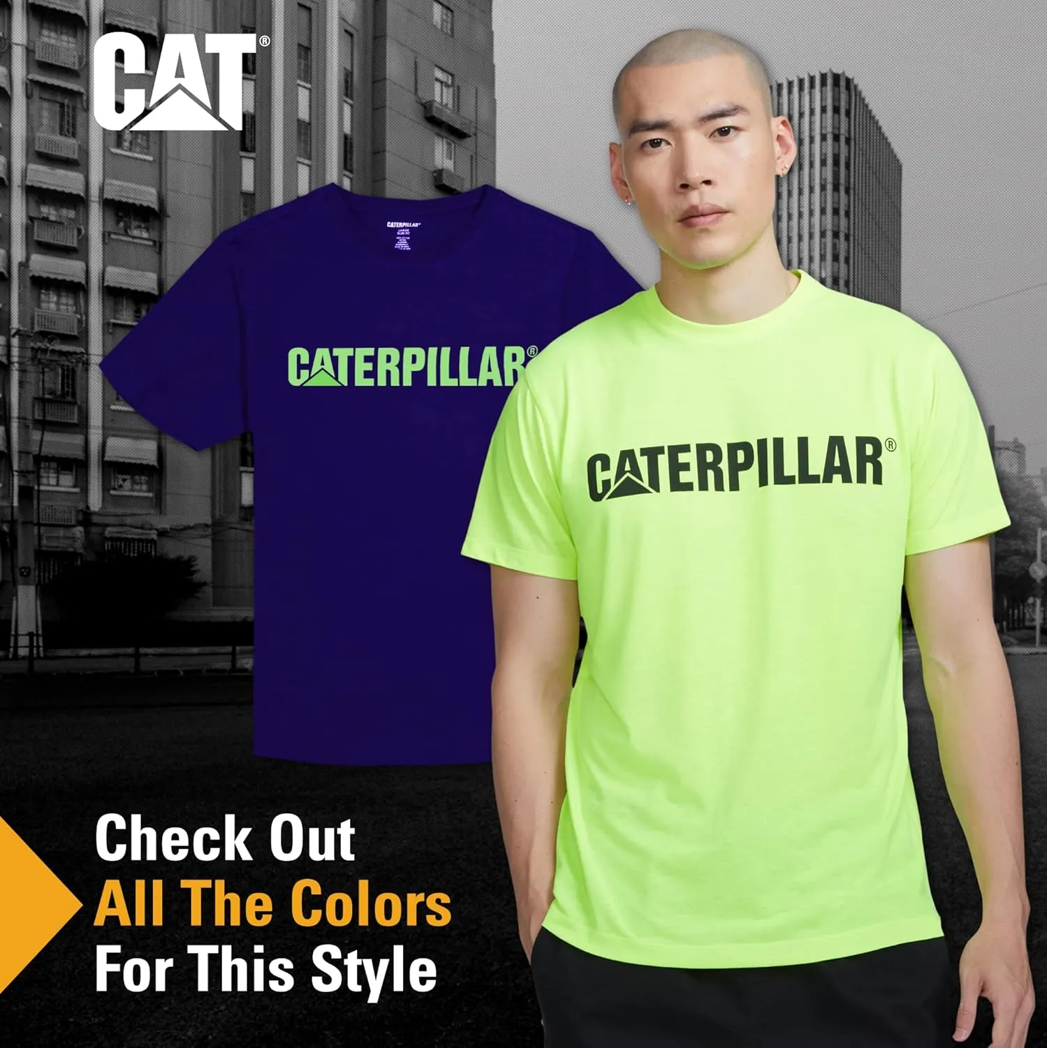 Caterpillar Men’s Short-Sleeve Logo Crew Neck T-Shirt, Slim Fit