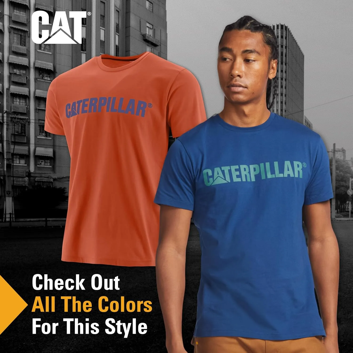 Caterpillar Men’s Short-Sleeve Logo Crew Neck T-Shirt, Slim Fit