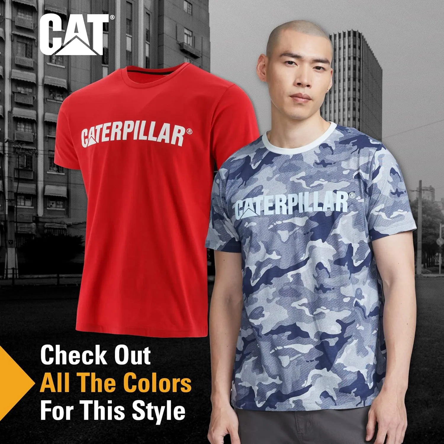 Caterpillar Men’s Short-Sleeve Logo Crew Neck T-Shirt, Slim Fit